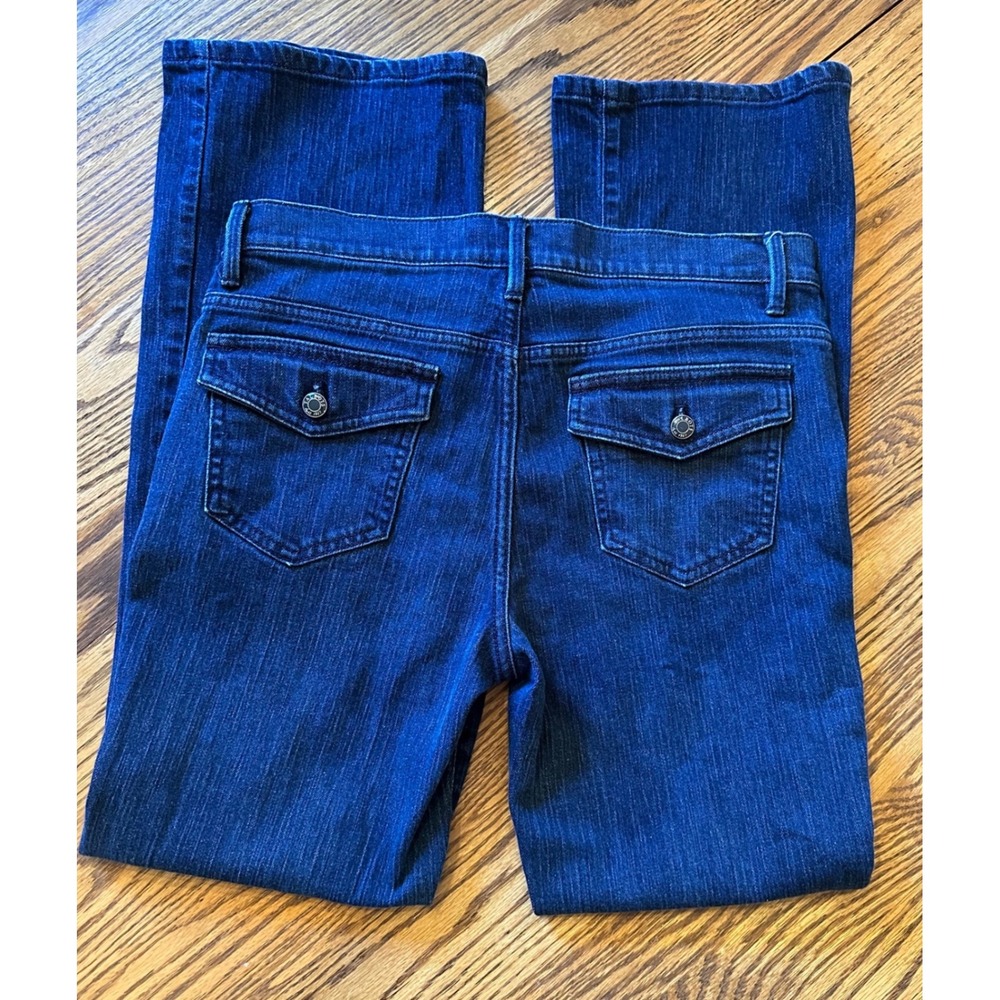 Talbots Petites Dark Wash Bootcut Jeans Blue Denim Flap Back Pockets Size 4P